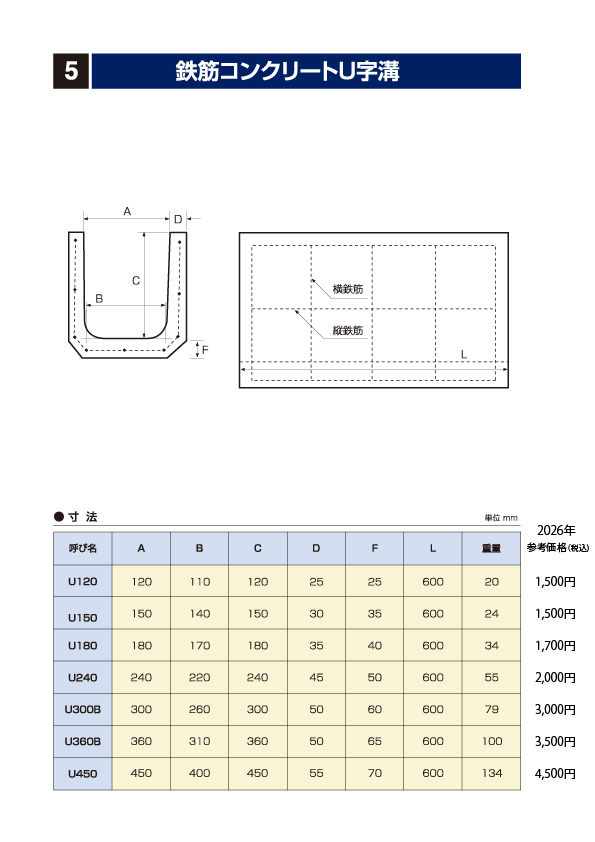 石部建材　鉄筋コンクリートU字溝